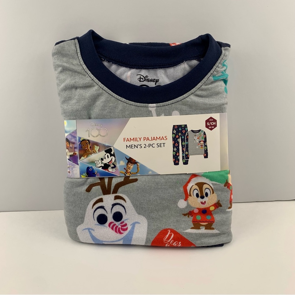 Disney Pixar 100th Anniversary 2 Pc Pajama Set Men’s S 28-30 Winter Christmas